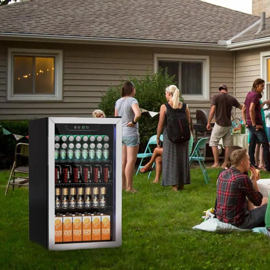 Compact 105 Can/3.0 Cu.Ft Mini Fridge for Soda Beer or Wine Portable Small Beverage Refrigerator with Digital Display Removable