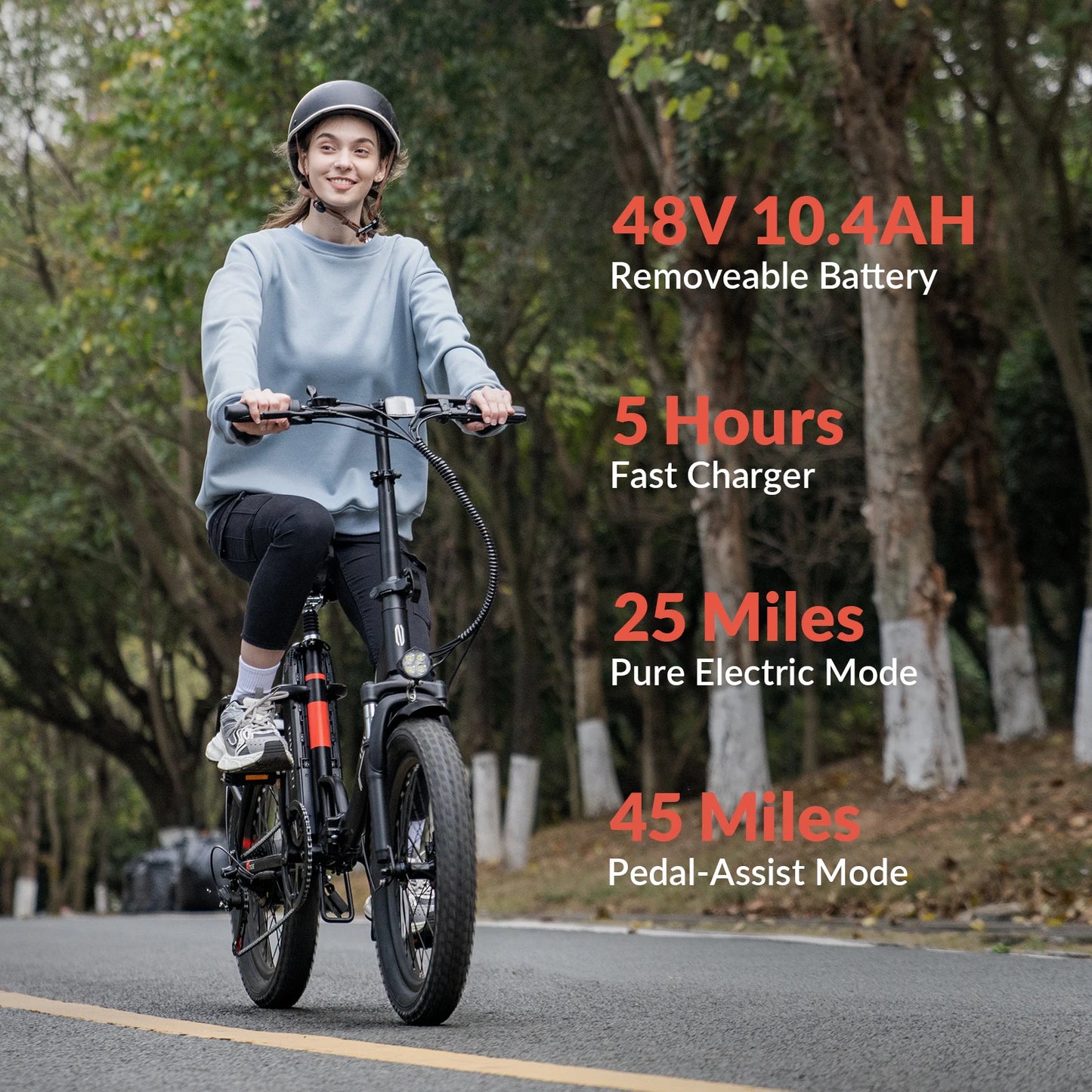 INVANTI Tide 2 Electric Bike, 20" Fat Tire Step-Thru Electric Bicycle, 900W Peak Motor 45 Miles 20MPH Top Speed