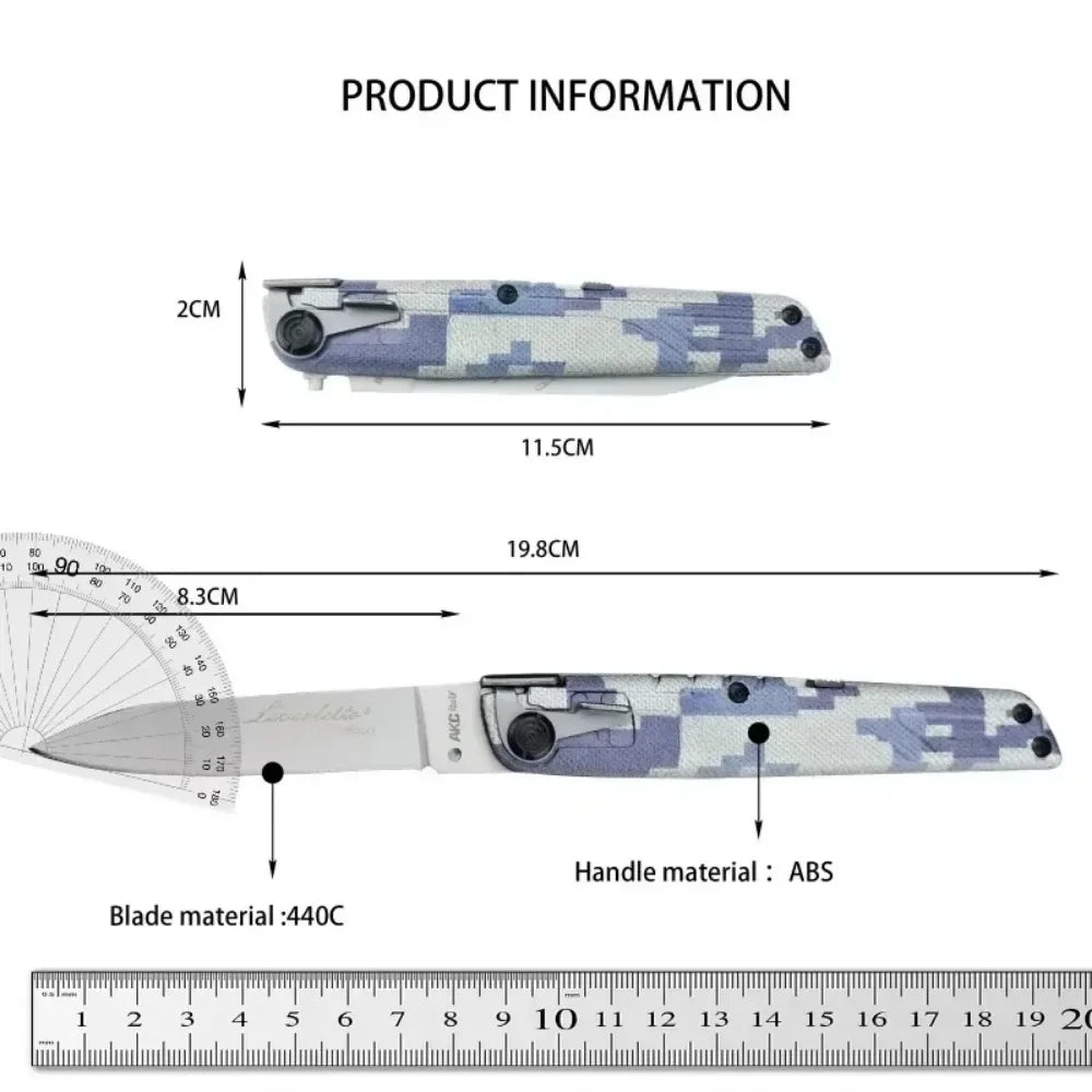 AKC ITALY LEVERLETTO Bill DeShivsOutdoor Hunting Pocket Knife ABS Handle 440C Blade EDC Outdoor Hunting Survival Camping Knives