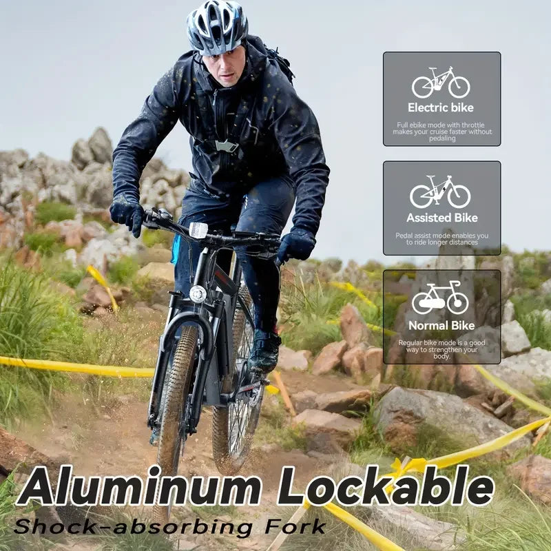 26" Electric Motorcycles Mountain E Bike for Adults, 650W Peak Motor Ebike 25Mph 35Miles 10.4AH 15.6AH Adults Electric Bicycle