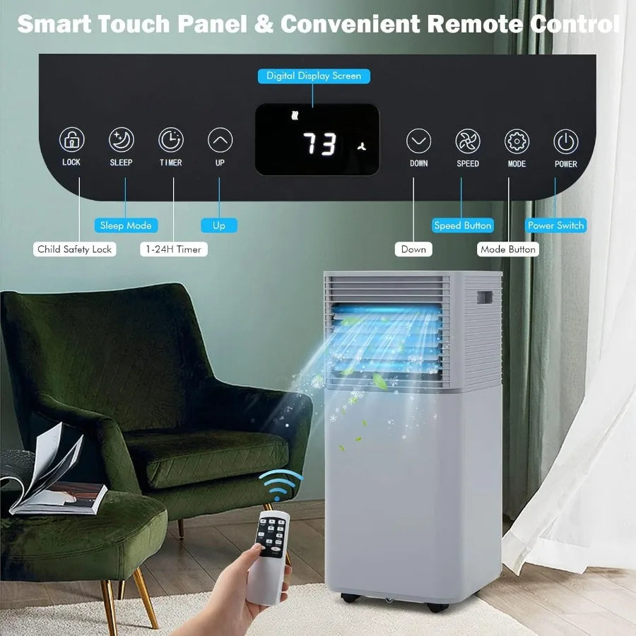 Portable Air Conditioner 8000 BTU with Dehumidifier Remote Control 24H Timer Window Kit for Bedroom and Dorm Cool Up to 230 sq.