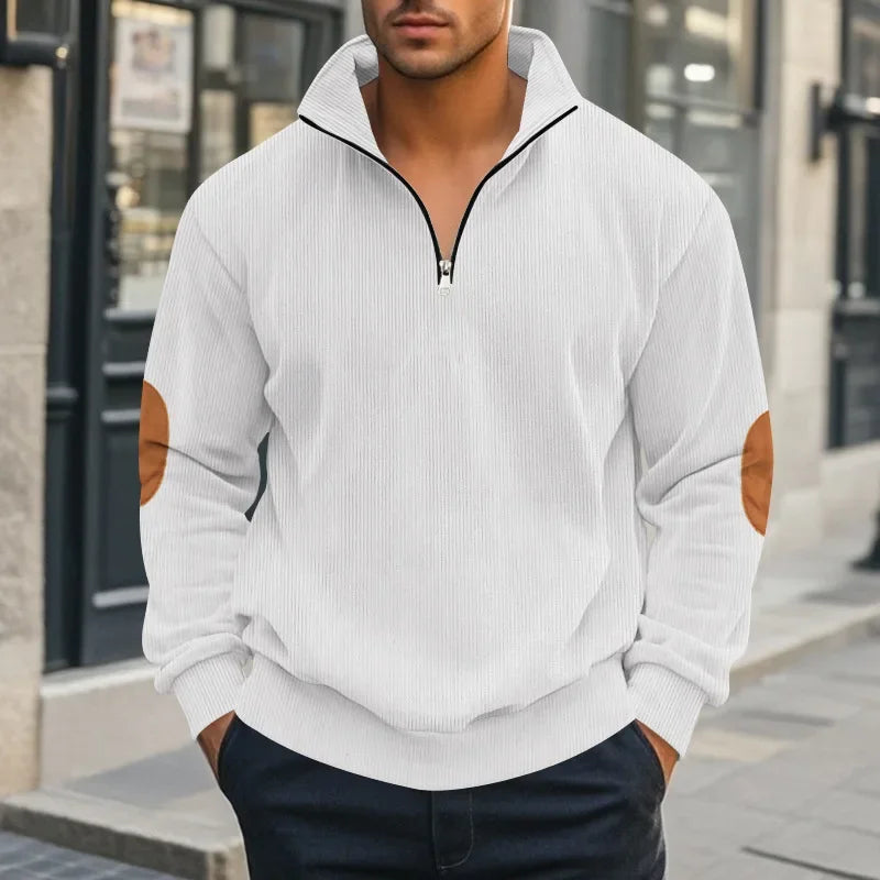 spring autumn new men's fleece sweatshirt stand-up collar half zipper pullover long sleeve sweatshirt corduroy trend men's tops