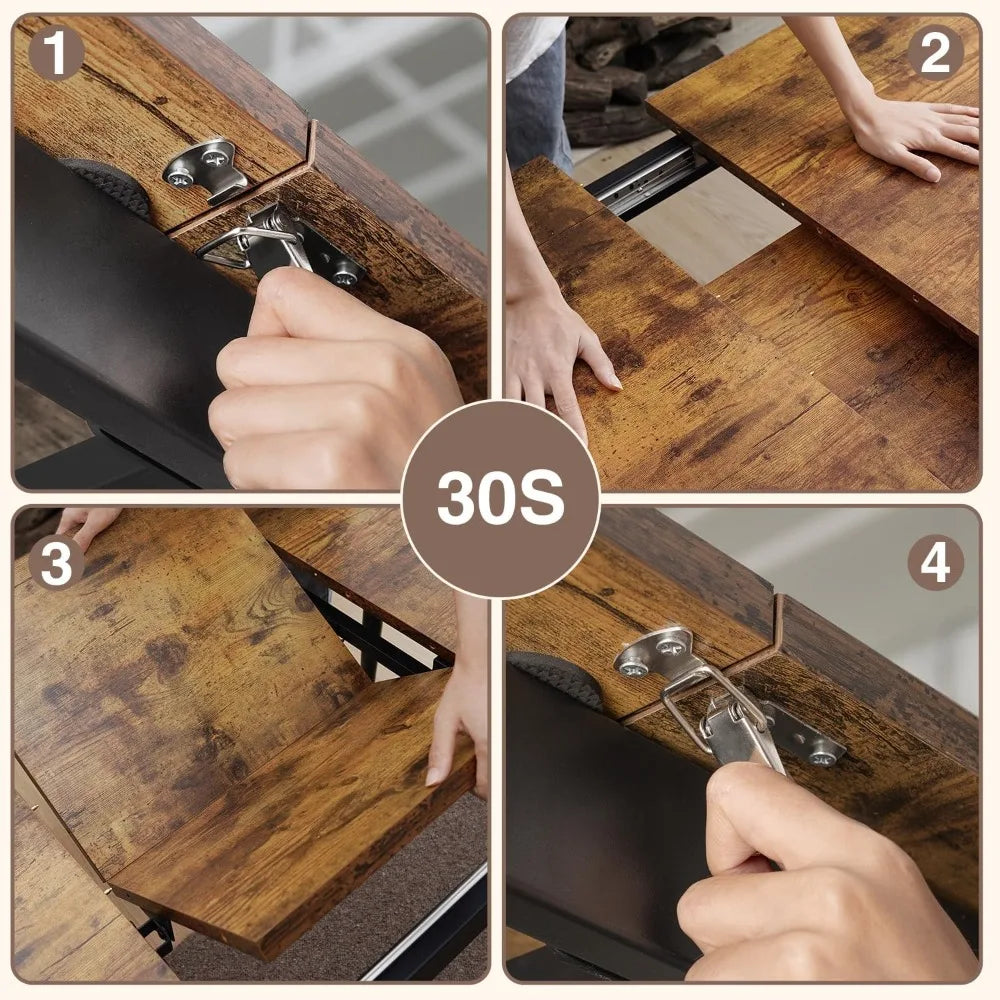 63” Extendable Dining Table Set for 4-6 People, 7-Piece Dining Table Set for 6 People with 6 Chairs, MDF Wood Board Kitchen Tabl