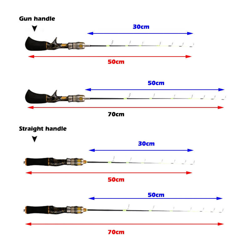Ice Fishing Rod 50cm/70cm Winter Fishing Rod Solid Glass Fiber Flat Slightly Ice Fishing Rod Ultra Short Lure Fishing Rod