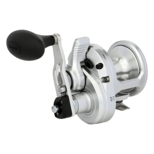 Right Hand Retrieve Saltwater Fishing Reel with Speed Lever Drag in Black for Heavy Duty Applications
