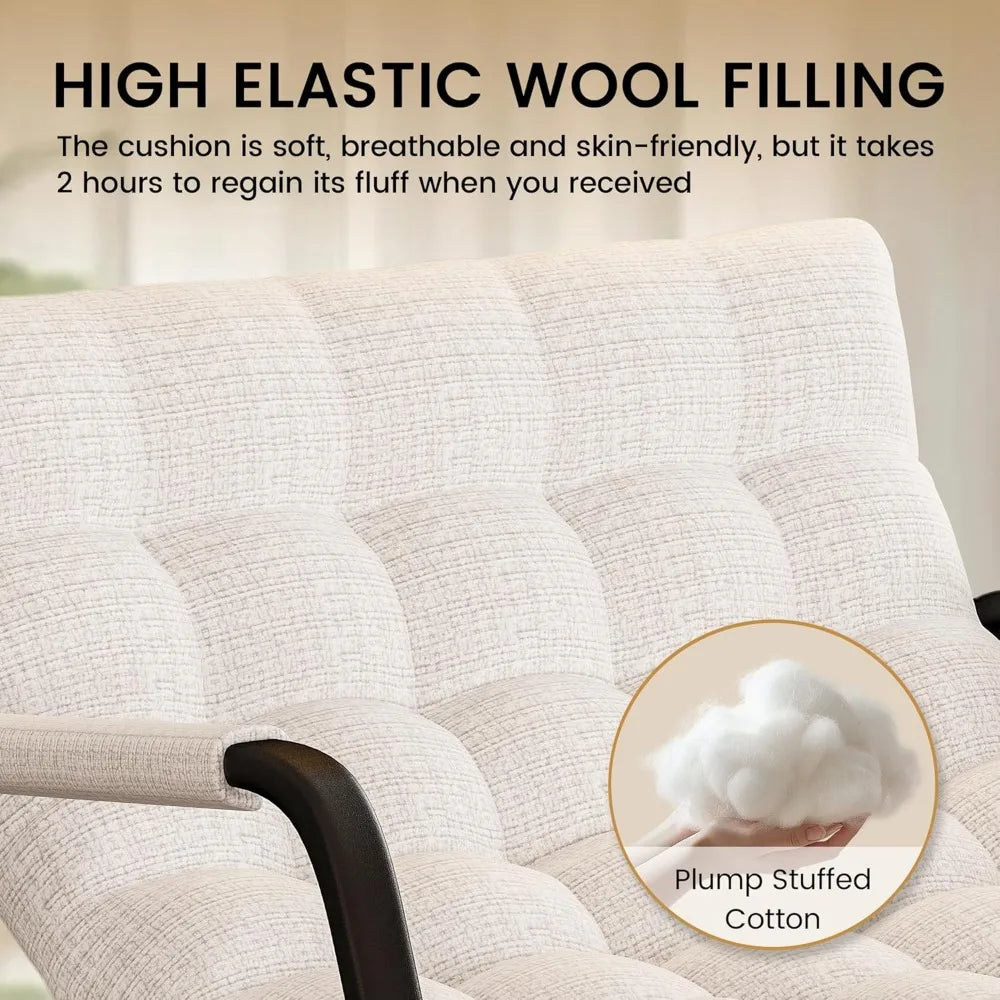 Indoor Outdoor Patio Rocking Chairs Set of 2, Papasan Rocking Chairs, Double Papasan Chair with Cushion, Oversized Modern Rocker