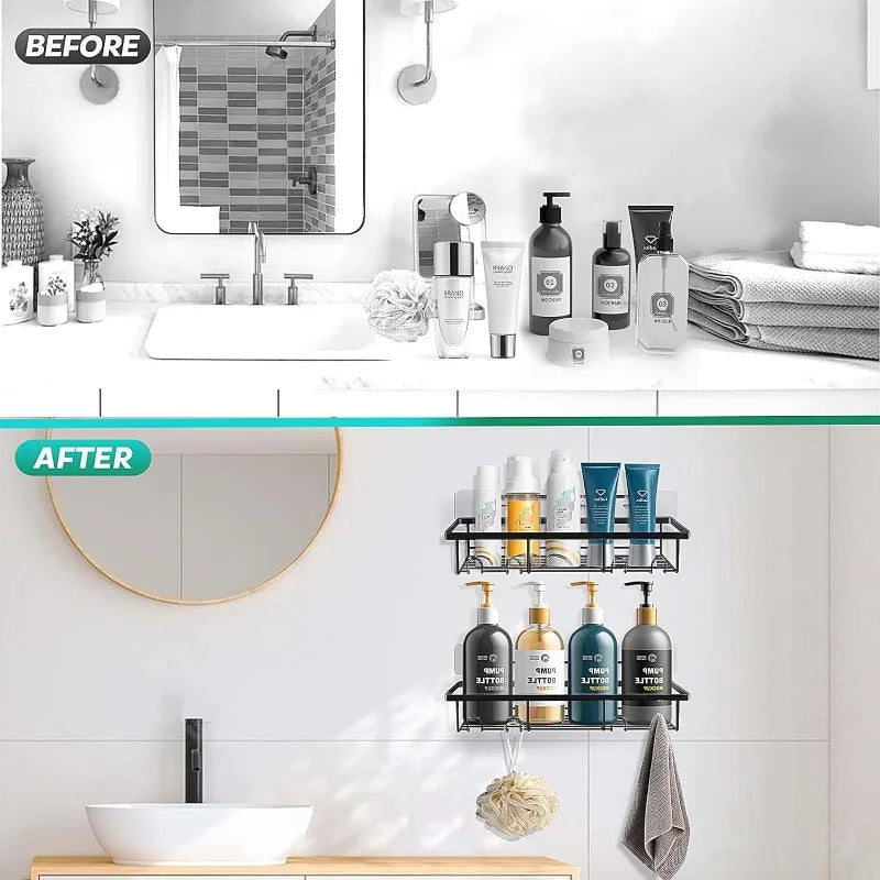 5-Pack Shower Shelves Adhesive Shower Accessories No Drilling Shower Rack Black Storage