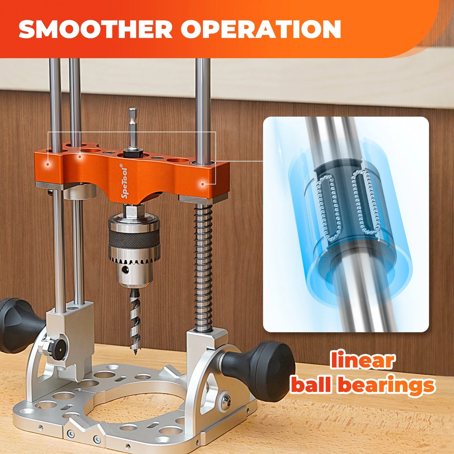 SpeTool Heavy-Duty Aluminium Base Portable Drill Guide – 0.05mm Precision, Precision and Adjustable 0–60° Multi-Angle Drilling,