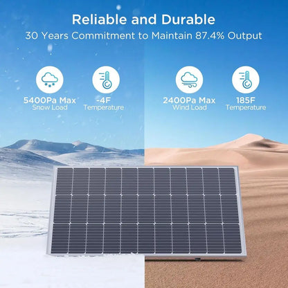 400W Solar Panel, 4 Pcs 100 Watt Solar Panel with High-Output Design, High Efficiency Monocrystalline PV Module for 12V/24V/48V