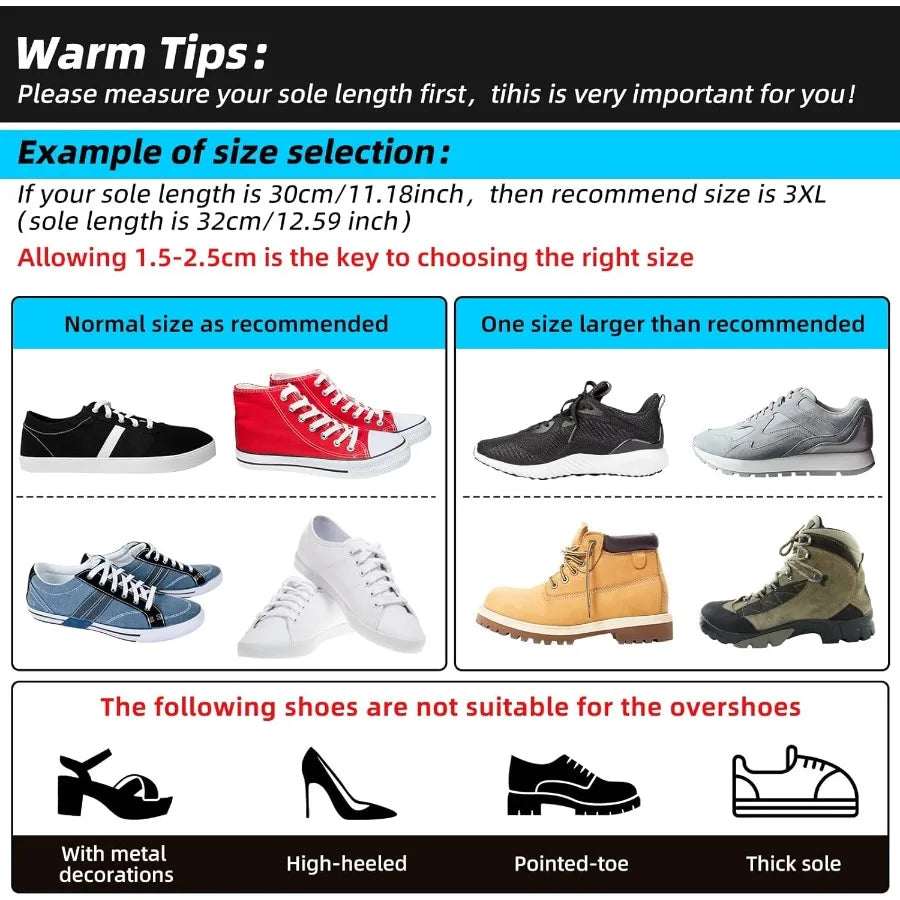 Rain Overshoes Waterproof Shoes Boots Covers Footies Mudsavers Feet Gaiters Men Women for Rain Snow Mud Sand Dust Protection in