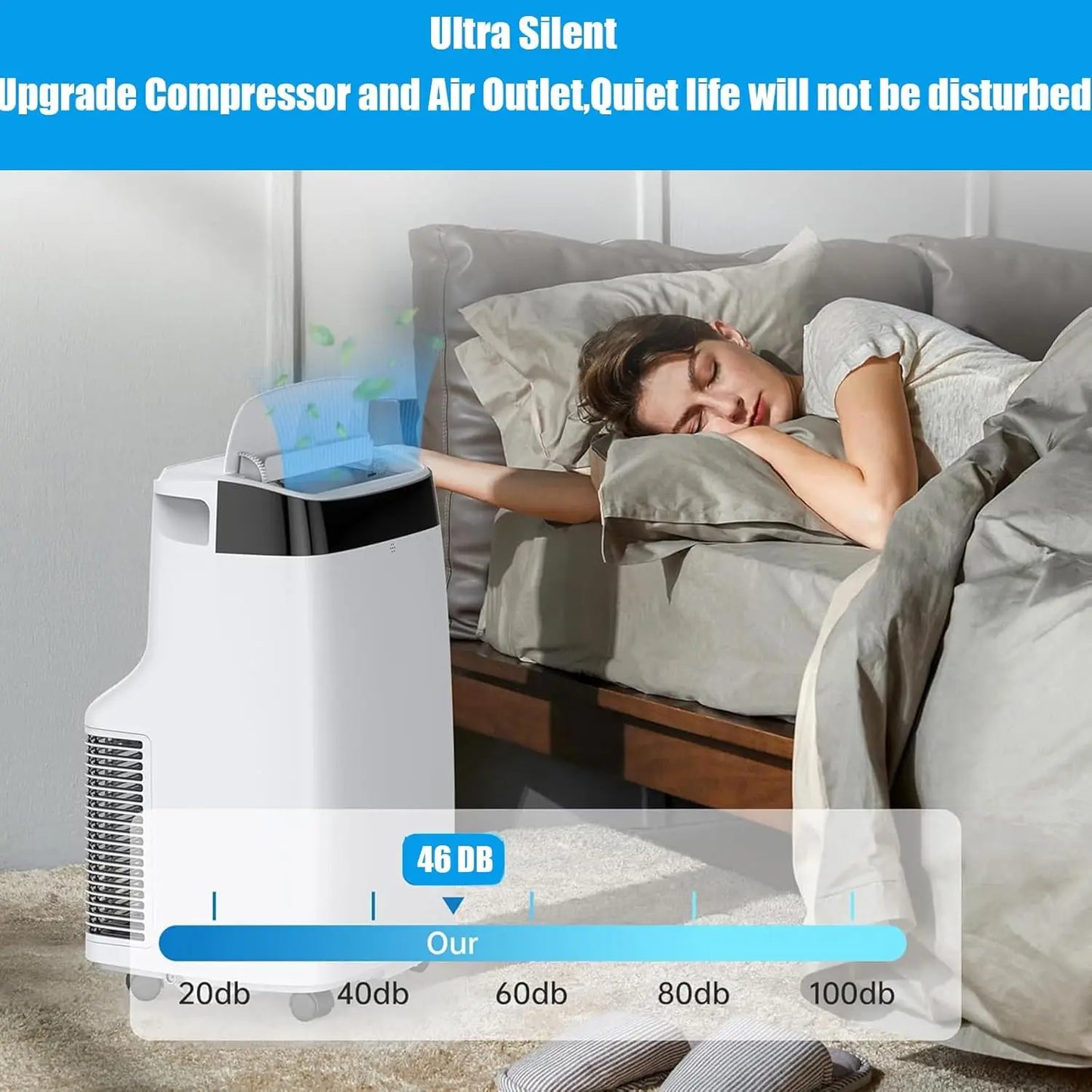 10000 BTU Air Conditioner with Remote Control, Portable AC for Room, Office with Drying, Fan, Sleep Mode, 3 Speeds, 24H Timer