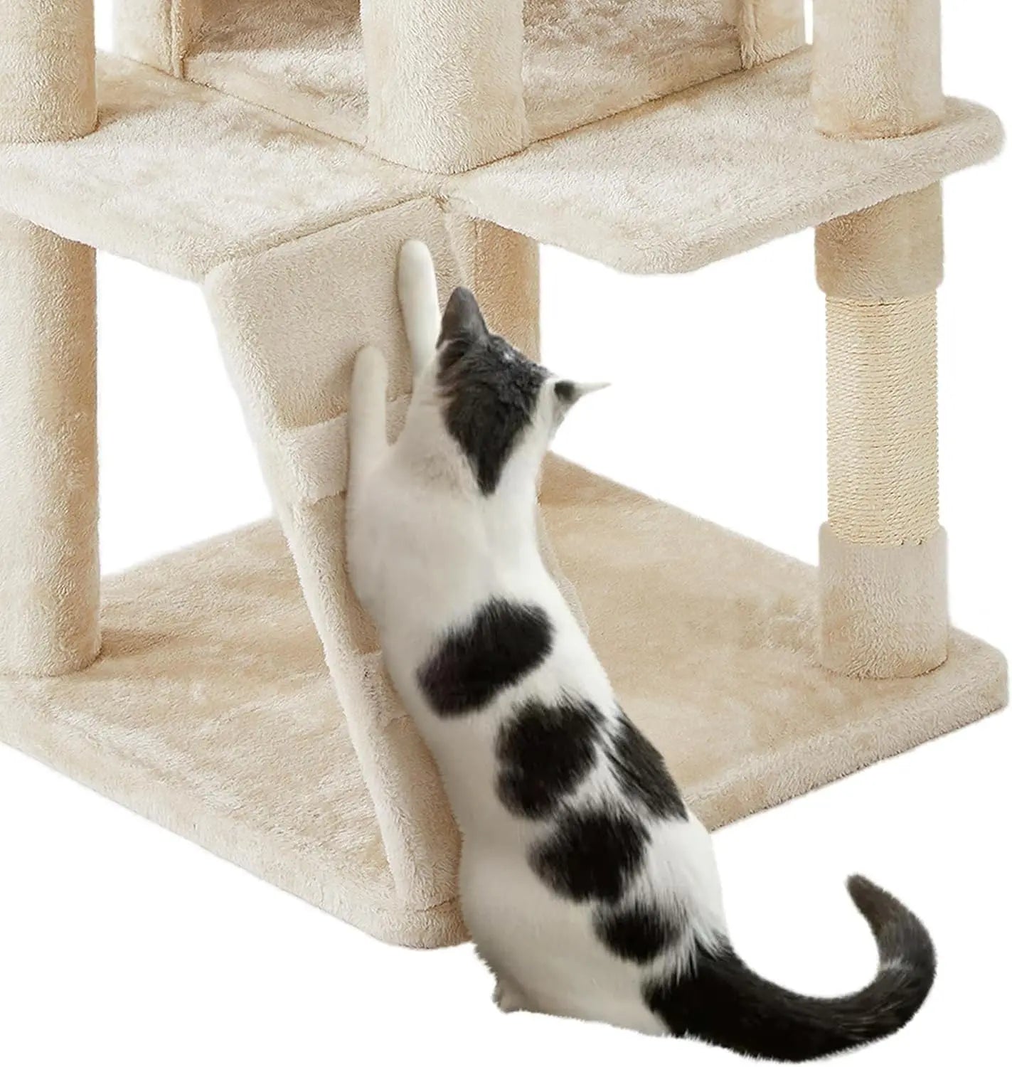 54 Inch Cat Tree Tower for Indoor Cats, Multi-Level Cat House with Scratching Posts, Hammock & Hanging Toys, Heavy Duty
