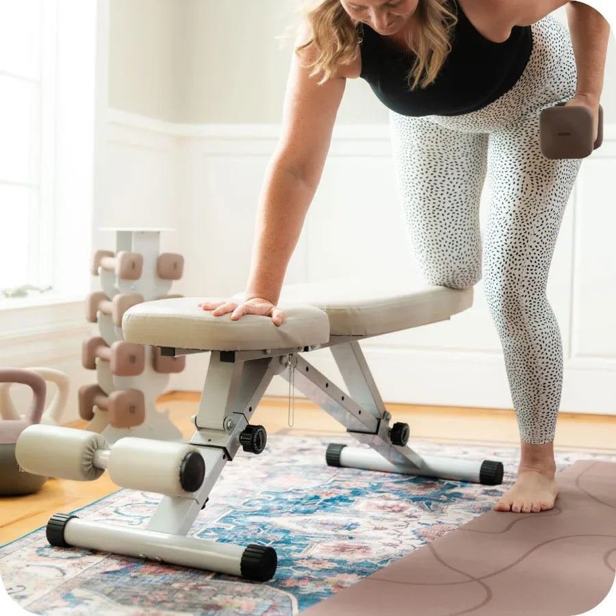 Adjustable Collapsible Fitness Bench for Home Gym Strength Training: Comfortable and Luxurious Design for Versatile Workout Ses