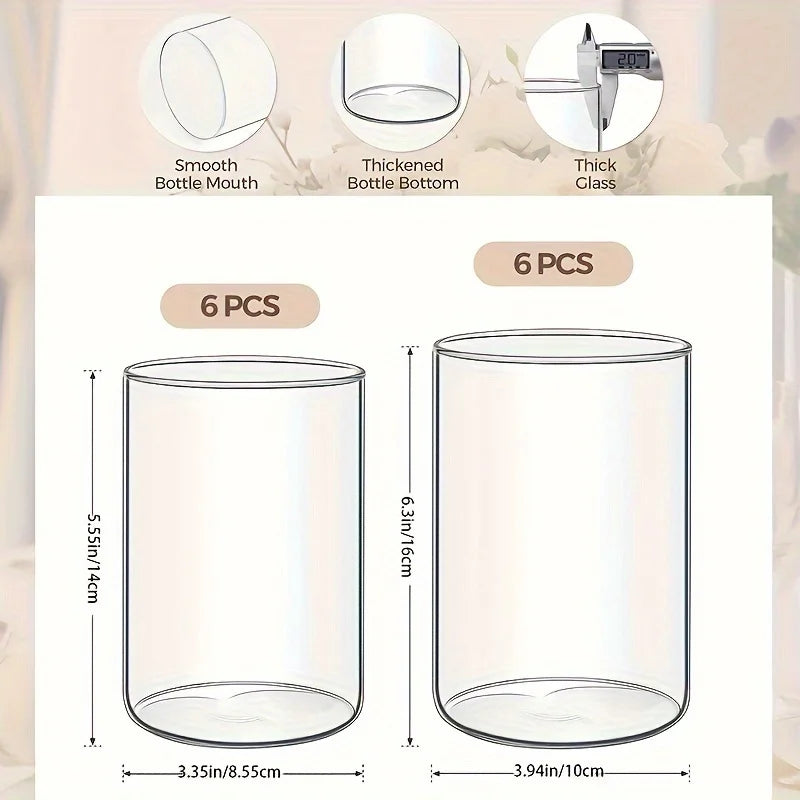Glass Cylinder Vase, 5.5 英寸, 6 英寸 Tall Clear Vase, Hurricane Candle Holder for Wedding Party Home Decor