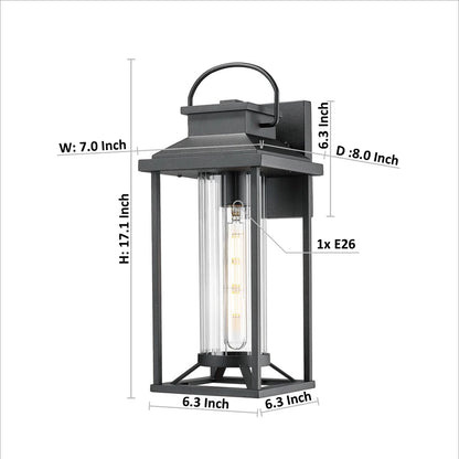 Outdoor Porch Lights, Textured Black Exterior Lighting Fixtures Wall Mount, Modern Outdoor Wall Sconce Lantern (1 pack)