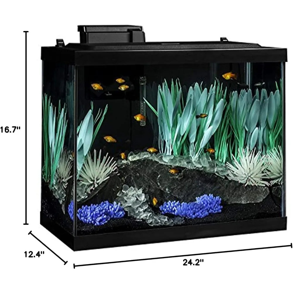 20 Gallon Aquarium Kit with LED Lighting and Decor for Vibrant Fish Display