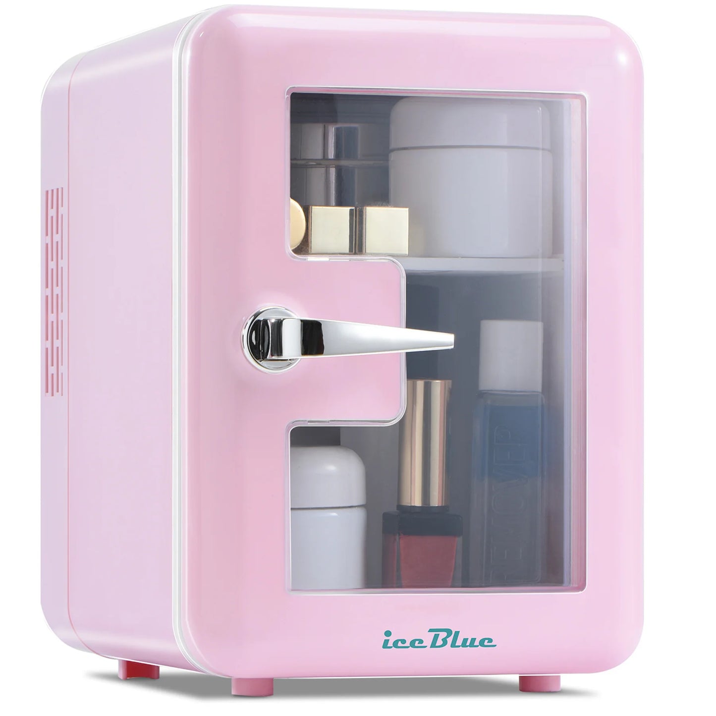 iceBlue Viewing Window Mini Fridge 4L/6Can Makeup Drink Dual-use Cooler Warmer Refrigerator for Camping Car Home Dormitory Gift