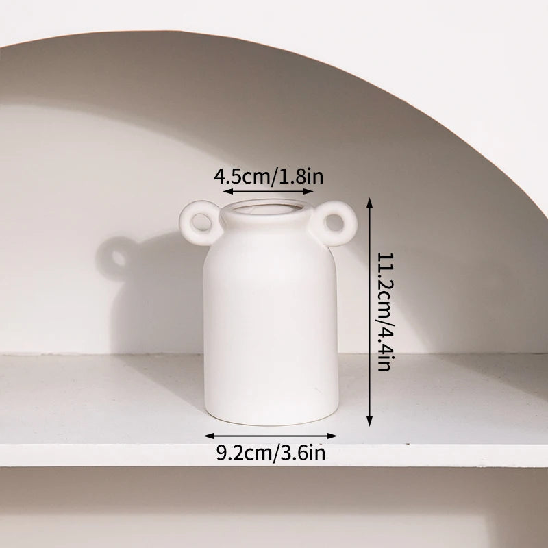 White Ceramic Vases Decorative Pottery Vase Dried Arrangement Flower Bottle Vases Decoration Home Room Decor Modern Decor Vases