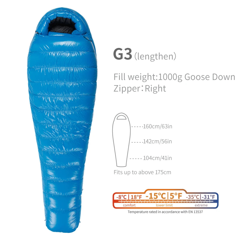 AEGISMAX G1-G5 Series 800FP Goose Down Sleeping Bag Ultralight Outdoor Camping Hiking Sleeping Bag for Men & Women