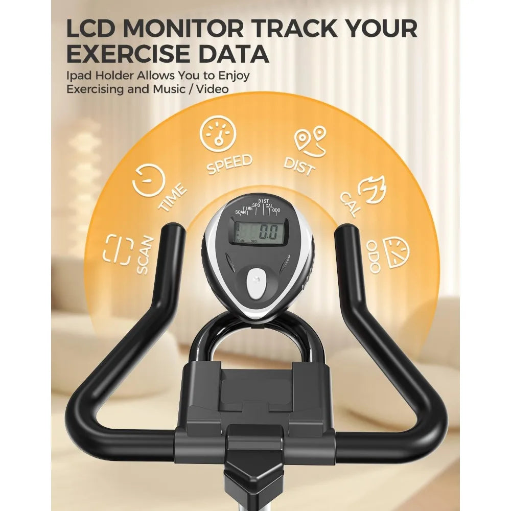 Exercise Bike, Adjustable Magnetic/Brake Pad Resistance Silent Belt Drive, Indoor Cycling Bike for Home Cardio, Fitness Station