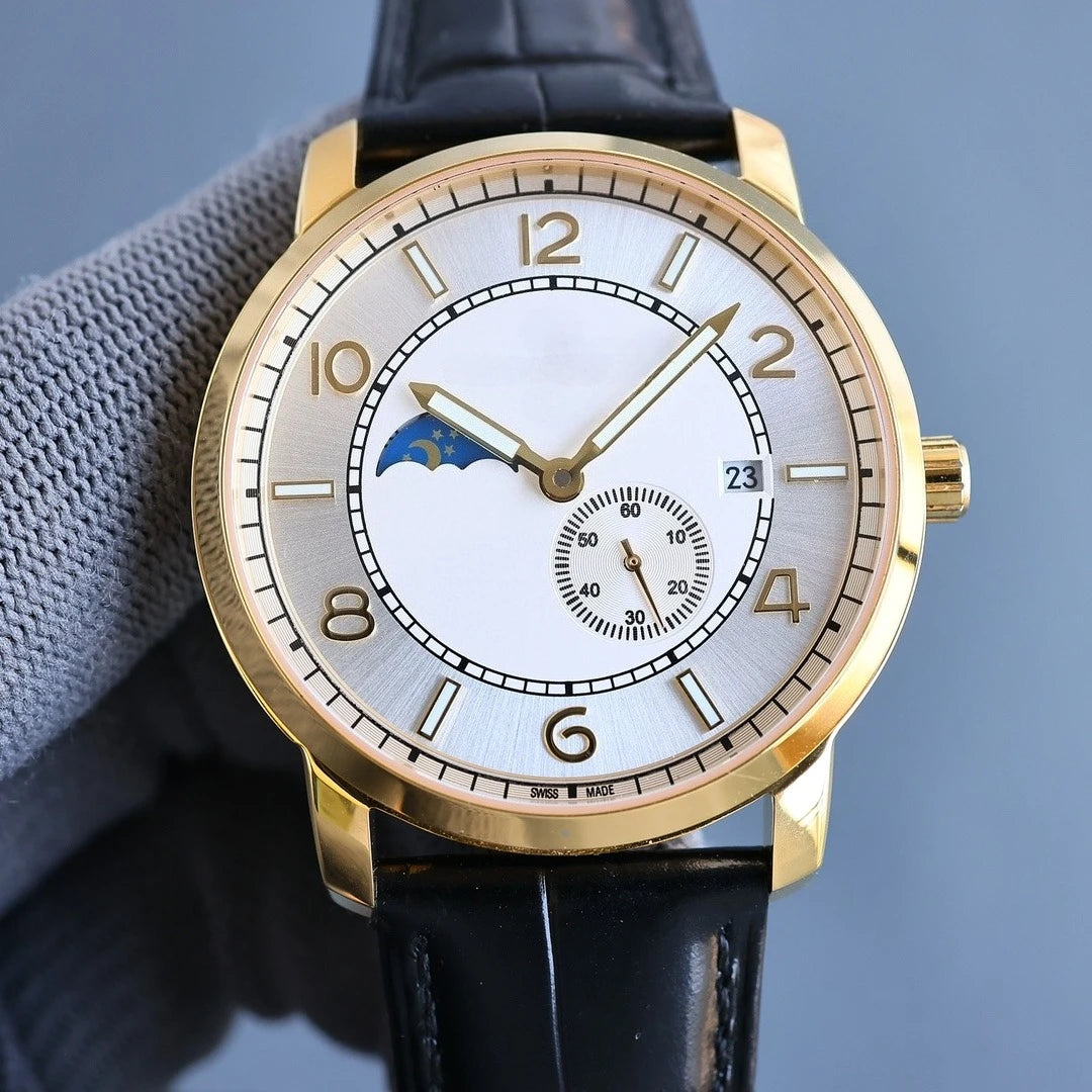 VC Top Brand Reissue Watch with Versatile Case and Moon Phase Design for Men