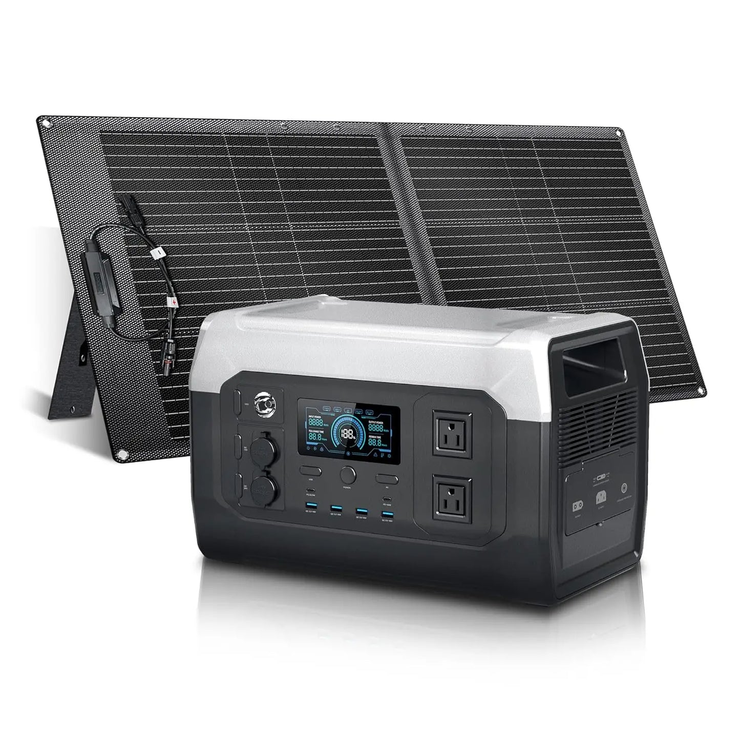 Portable Power Station with 100W Solar Panel,1024Wh LiFePO4 Battery,Solar Generator for Camping, Outdoors, Travel