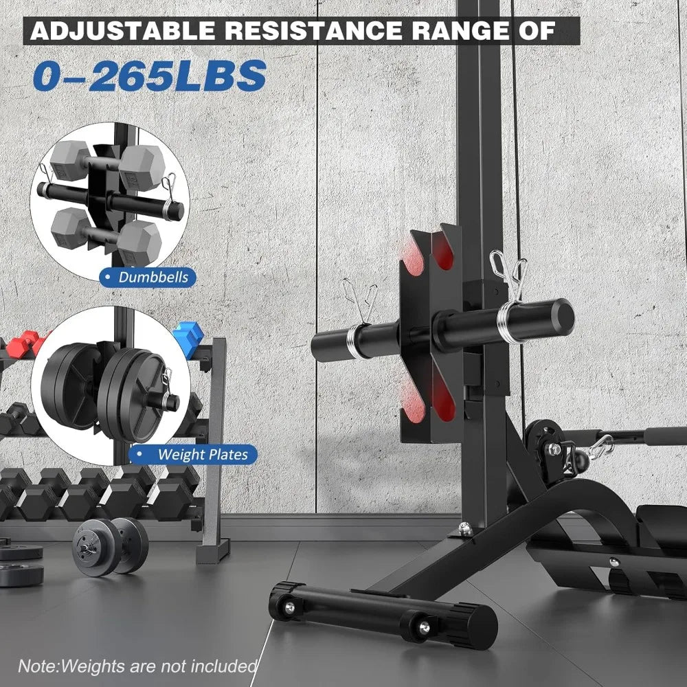 Dual-Function Folding Rowing Machine with Adjustable Lat Pulldown and Low Row Cable Exercise Equipment