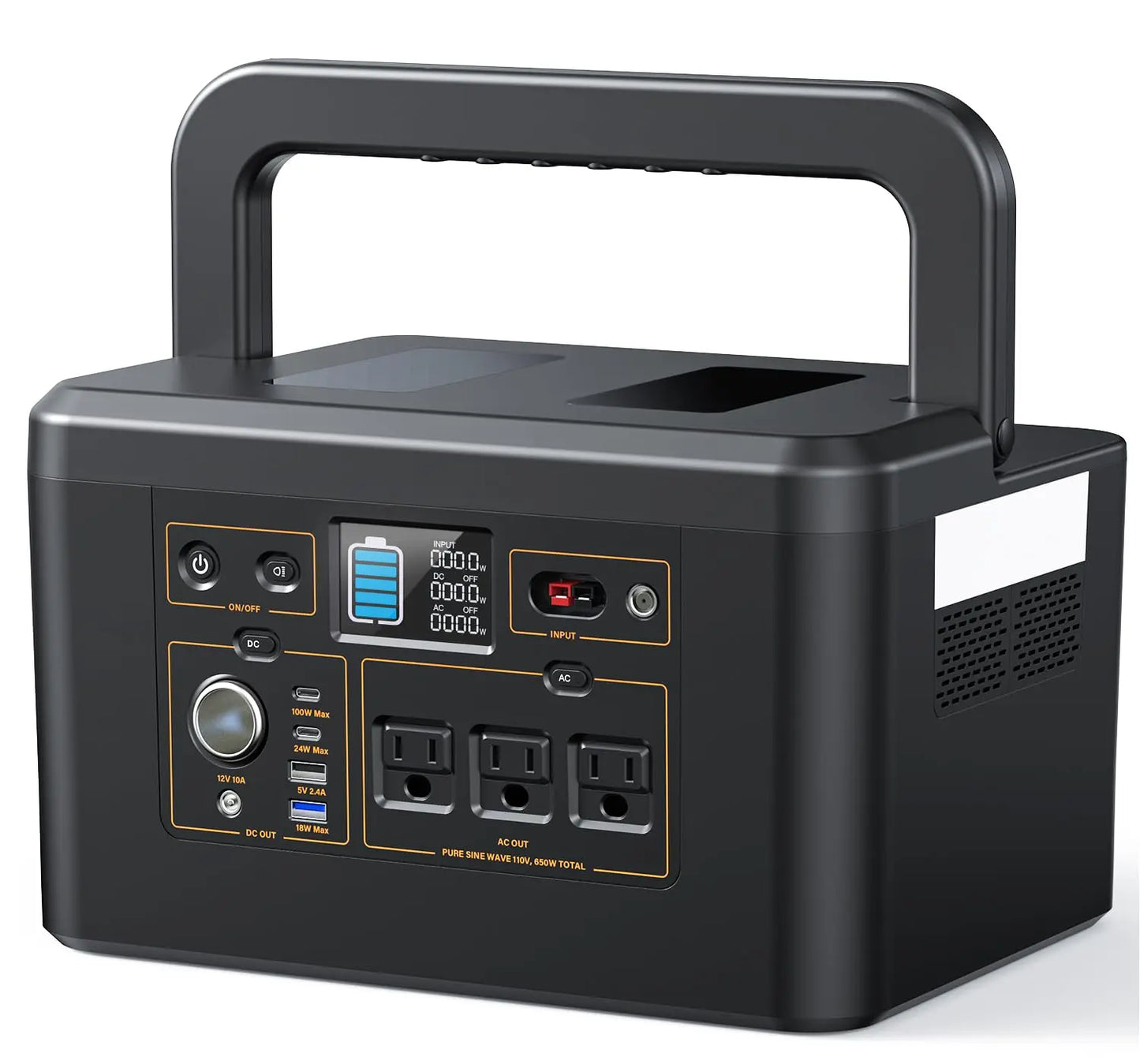 Portable Power Station 650W (1200W Peak), 576Wh Solar Generator, LiFePO4 Battery 3.5 Hour Fast Charging, Solar, Customized