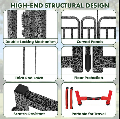 40" Height Dog Fence with 16 Panels, Portable Handle & Strap, Easy Setup for Indoor and Outdoor Pet Use