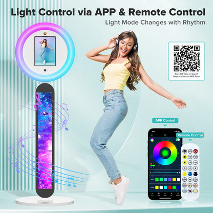 Portable iPad Photo Booth Machine Selfie Stand For Wedding Party Photobooth RGB Ring Light Voice Control Fast Deliver With Case