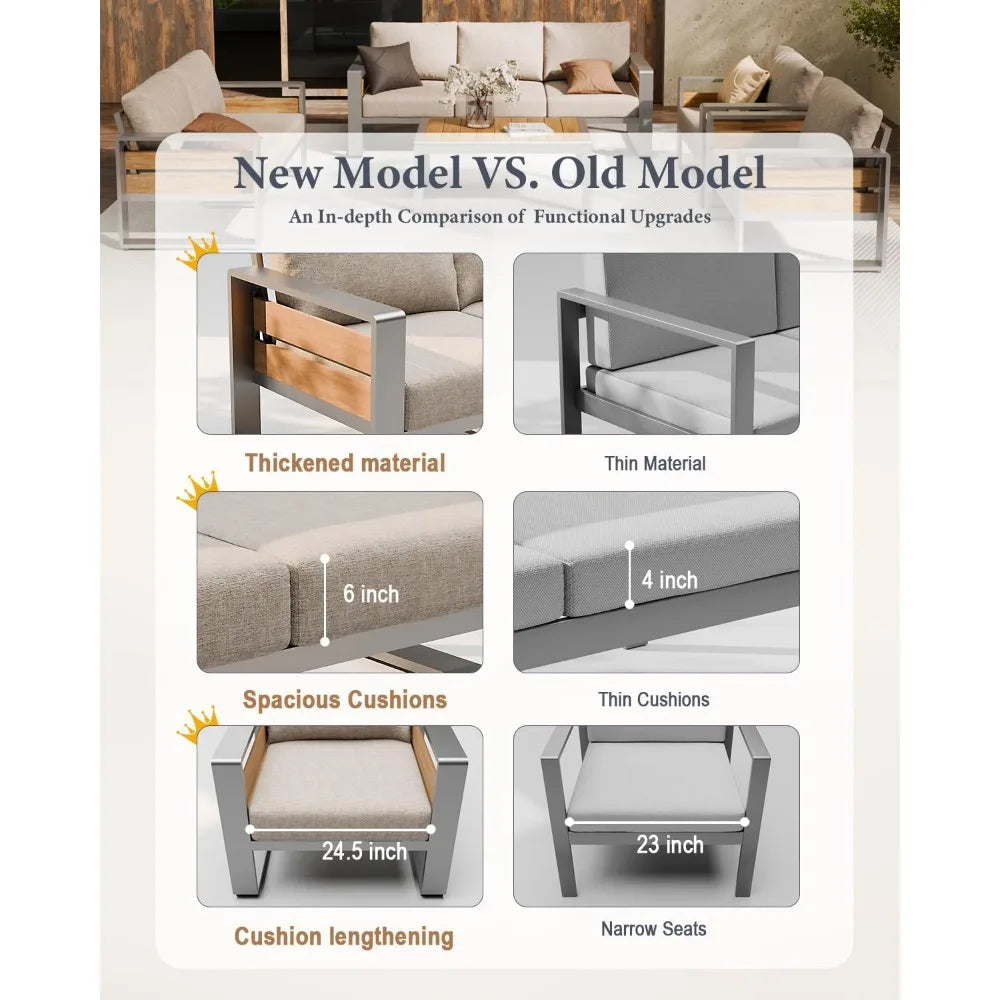 All-Weather Metal Outdoor Loveseat Sofa with Washable Cushions for Modern Lawn Furniture