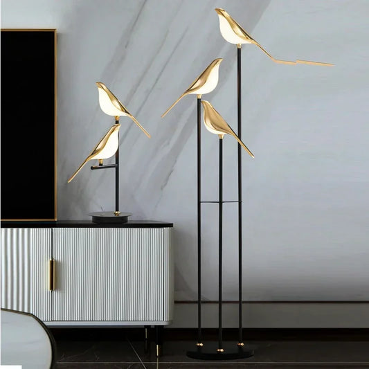 Scandinavia Designer LED Floor Lamps with Bird Illumination Table Desk Light for Bedroom Living Room