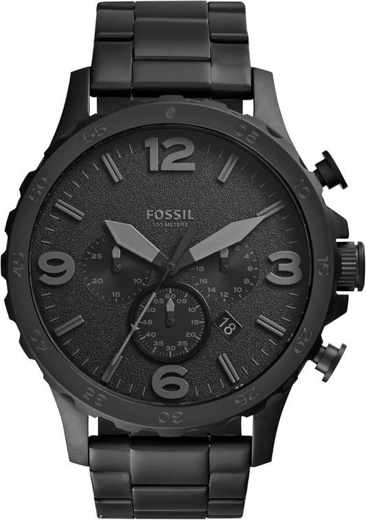 Men's Oversized Stainless Steel Chronograph Watch with Date Display and Water Resistance