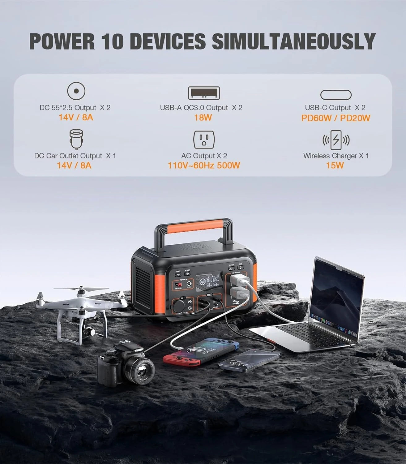 Portable Solar Generator 500W with Solar Panel 100W, Portable Power Station 500W AC Outlet, Solar Panels 21.5V 5.5A, Customized