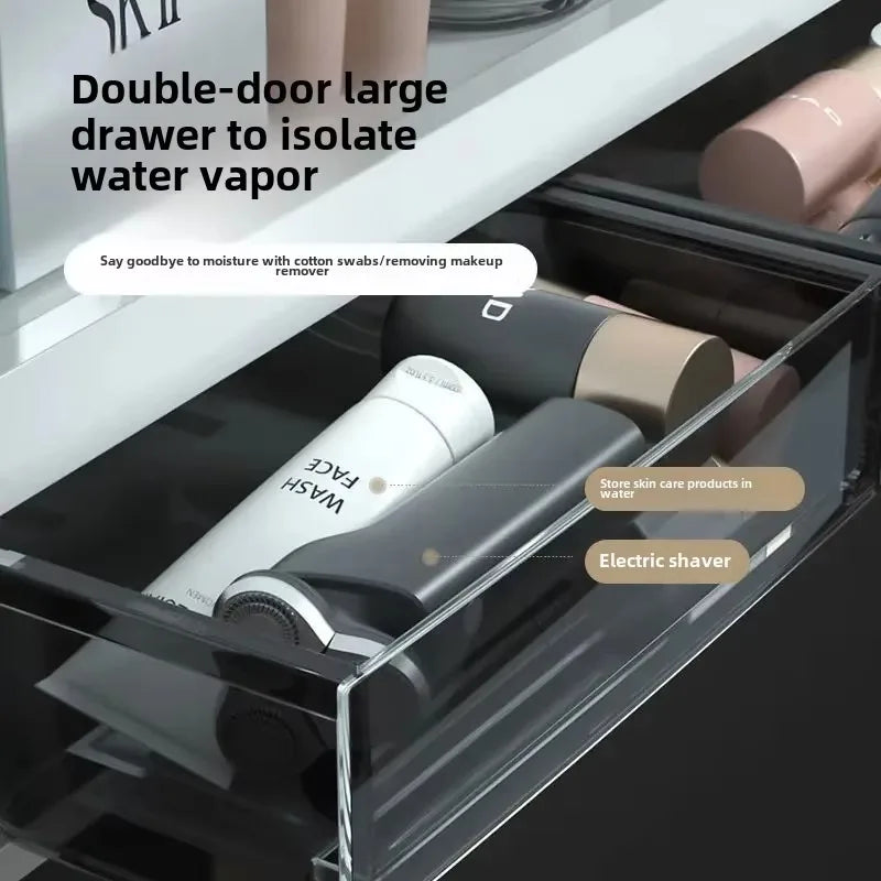 Bathroom Shelf Wall Mounted,Bathroom Wash Table Non Perforated Wall Mounted Skincare Product Storage Rack Bathroom Organizer