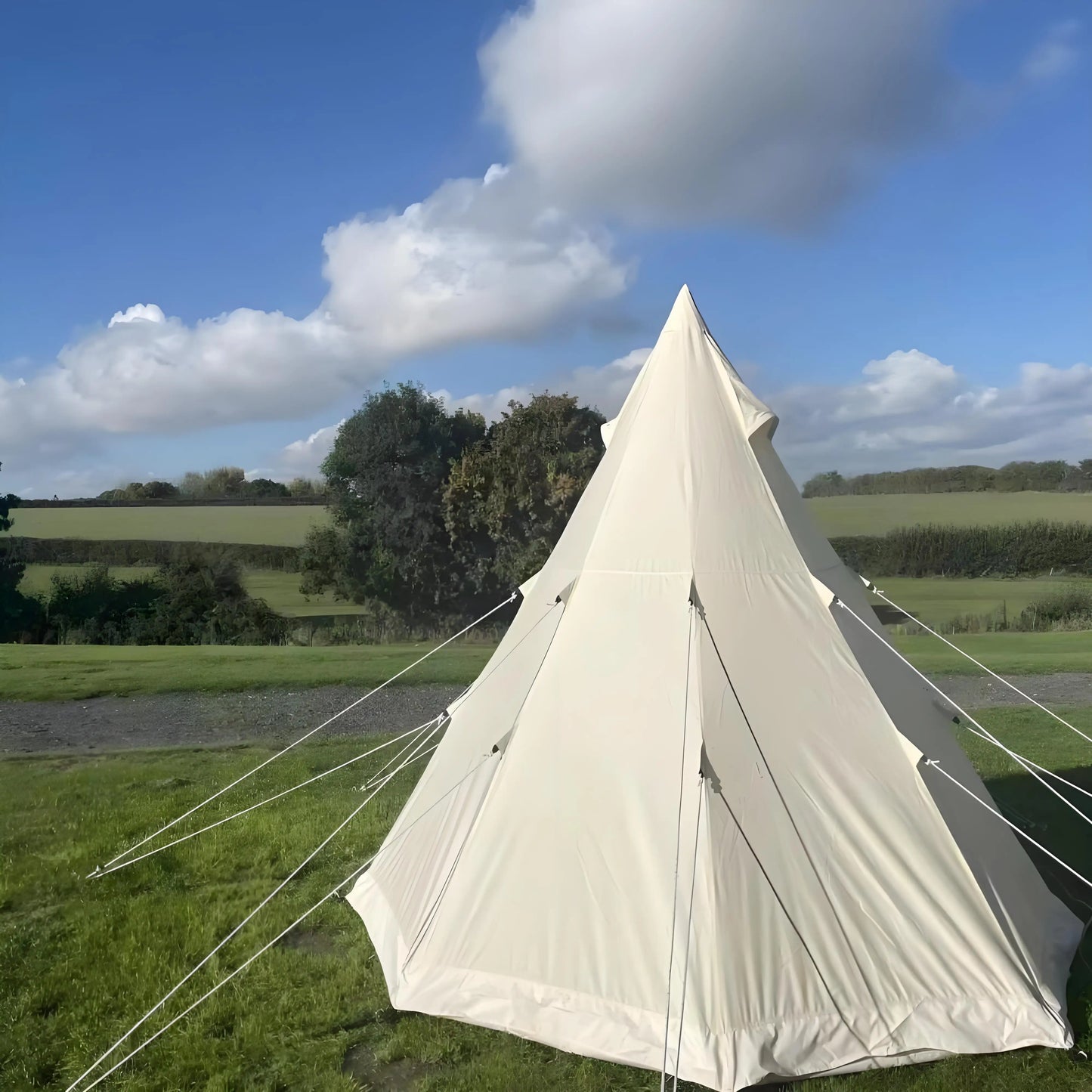 4-Season Luxury Bell Tent 9.85FT - Canvas Hot Tent with Aluminum Poles for Family Camping Hiking All-Weather