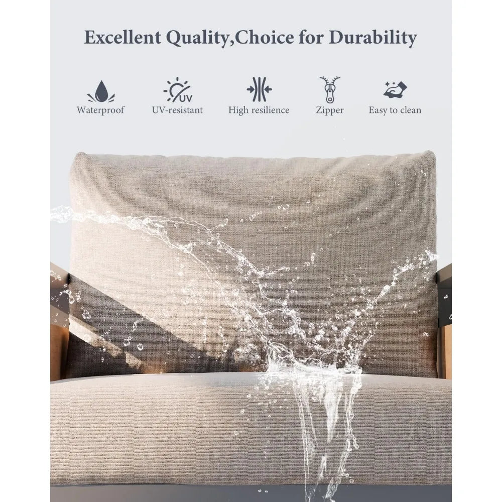 All-Weather Metal Outdoor Loveseat Sofa with Washable Cushions for Modern Lawn Furniture