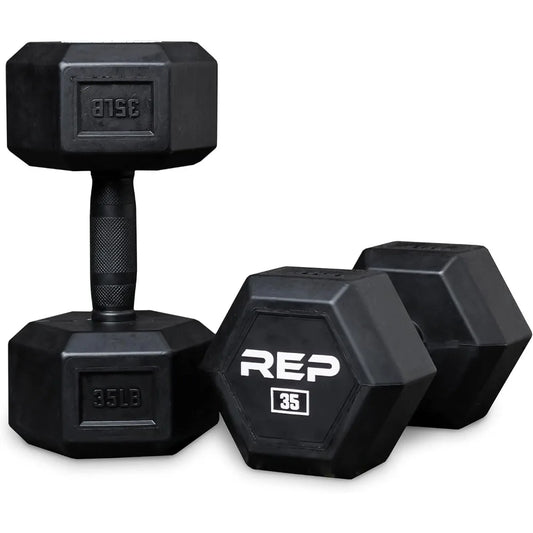 Rep Fitness Rubber Grip Dumbbells - Ideal for Cold Garage Workouts - Available in Pairs and Sets: 5-50 lbs, 5-75 lbs