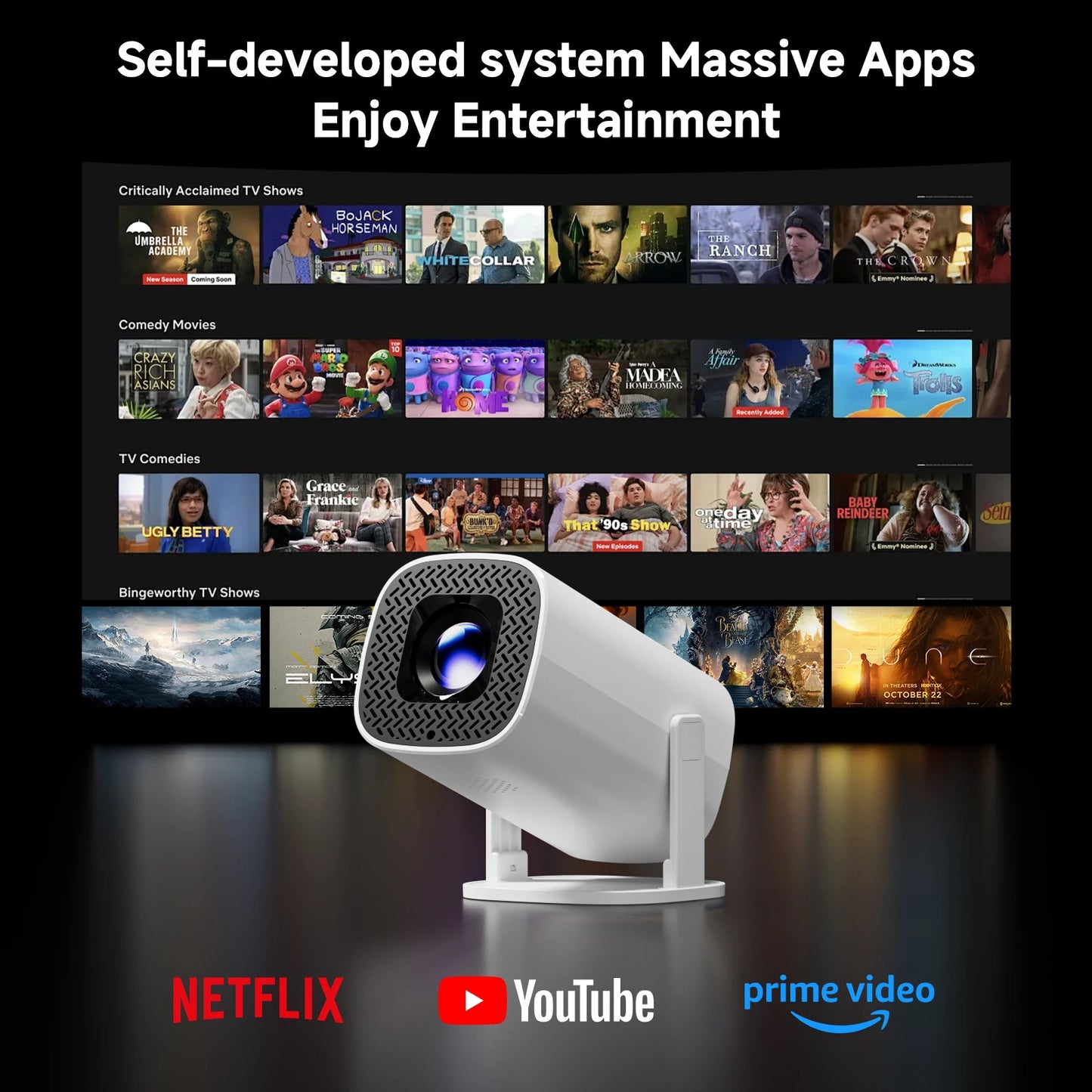 Original P30 PRO Smart Mini Projector Android 14 WiFi6 BT 5.0 Supports 4K Video Smart Home Theater Outdoor Portable Projector