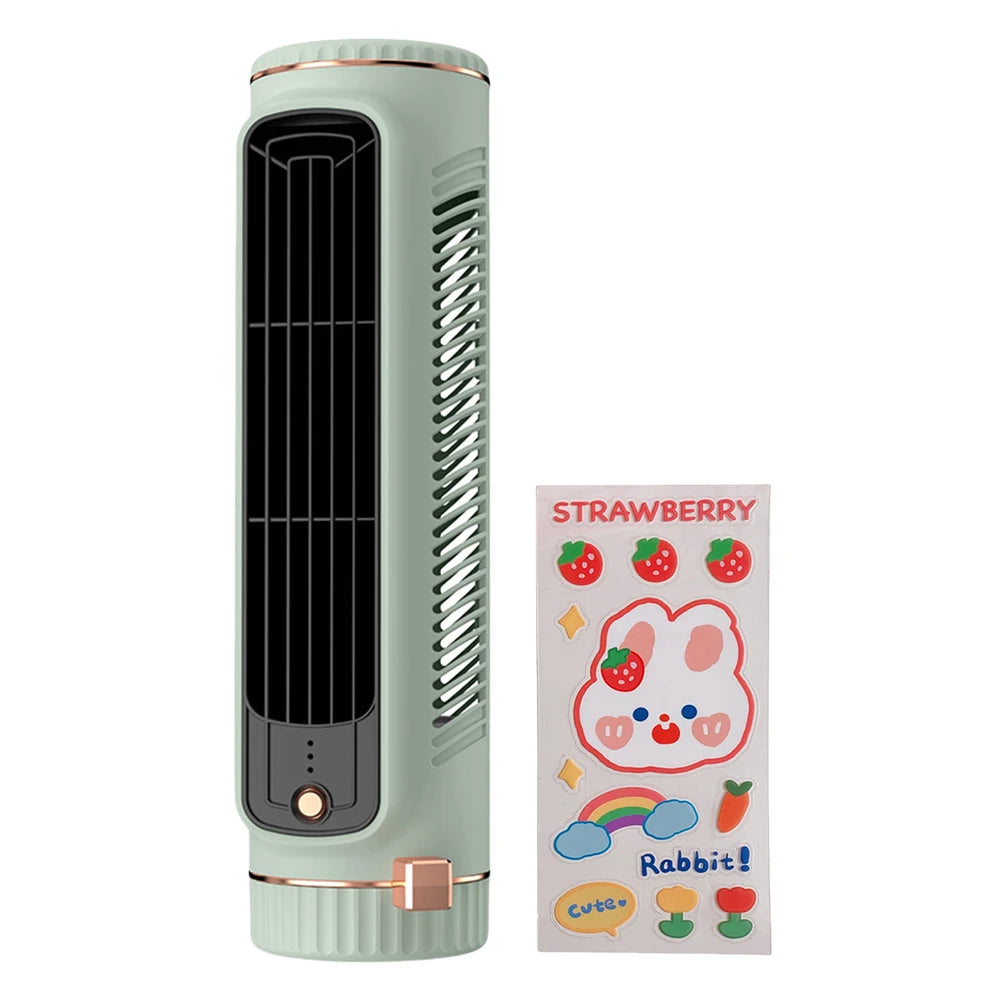 Portable Air Conditioner Fan 1200mAh Tower Fan 3 Speed Quiet Cooling Desk Fan Rechargeable Electric Vertical Fan for Home Office