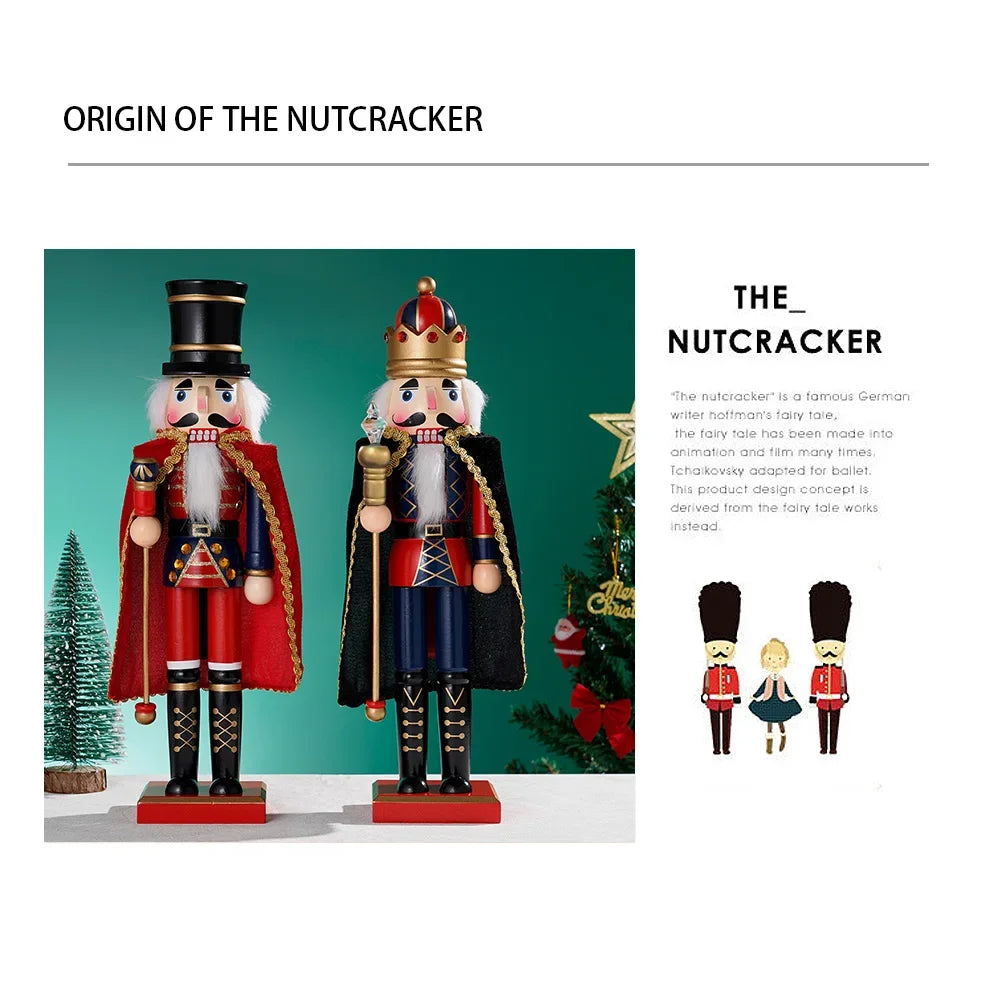 38CM 1Pcs Red Black nutcracker Cape Soldier Jane European Home Living Room tabletop decoration Christmas gift