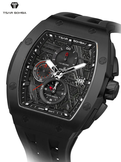 TSAR BOMBA Men’s Quartz Watch, Stainless Steel Case, Japanese Movement, Chronograph Date, Sapphire Crystal, 50M Water Resistant