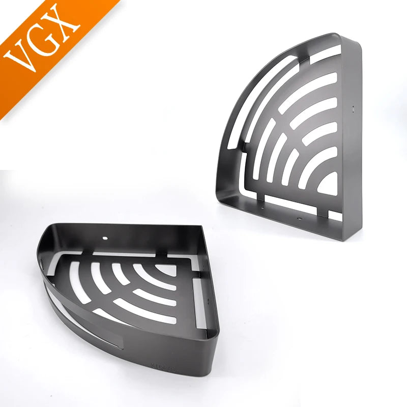 VGX Bathroom Shelf Shower Trangle Shelfes Corner Storage Rack Wall Mounted Shelves Stainless Steel Basket Kitchen Accessories
