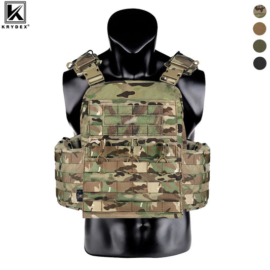 KRYDEX 500D CPC Heavy Duty Tactical Vest Plate Carrier Modular MOLLE Vest with Magazine & Radio Pouch for Combat Hunting Outdoor