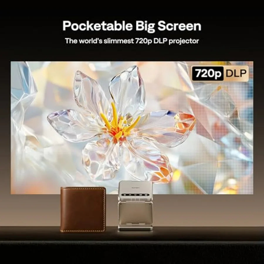 Portable Mini Projector for Cookie Art Gold ZIP Tri-Fold DLP Pocket Size Zero-Lag Focus One-Click Screen Mirroring Full-Screen