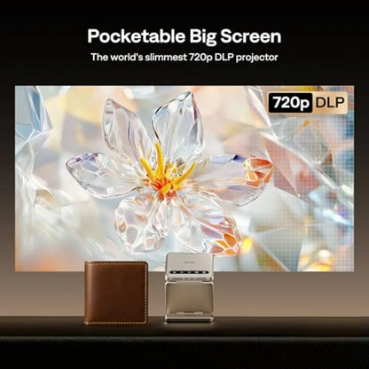 Portable Mini Projector for Cookie Art Gold ZIP Tri-Fold DLP Pocket Size Zero-Lag Focus One-Click Screen Mirroring Full-Screen