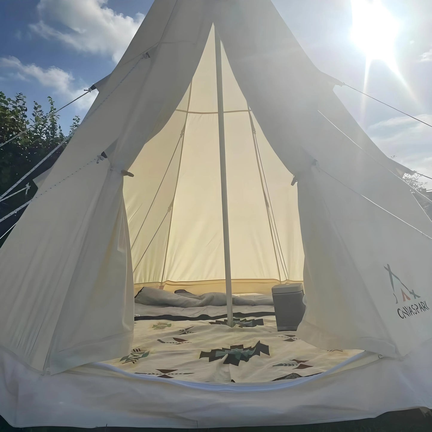 4-Season Luxury Bell Tent 9.85FT - Canvas Hot Tent with Aluminum Poles for Family Camping Hiking All-Weather