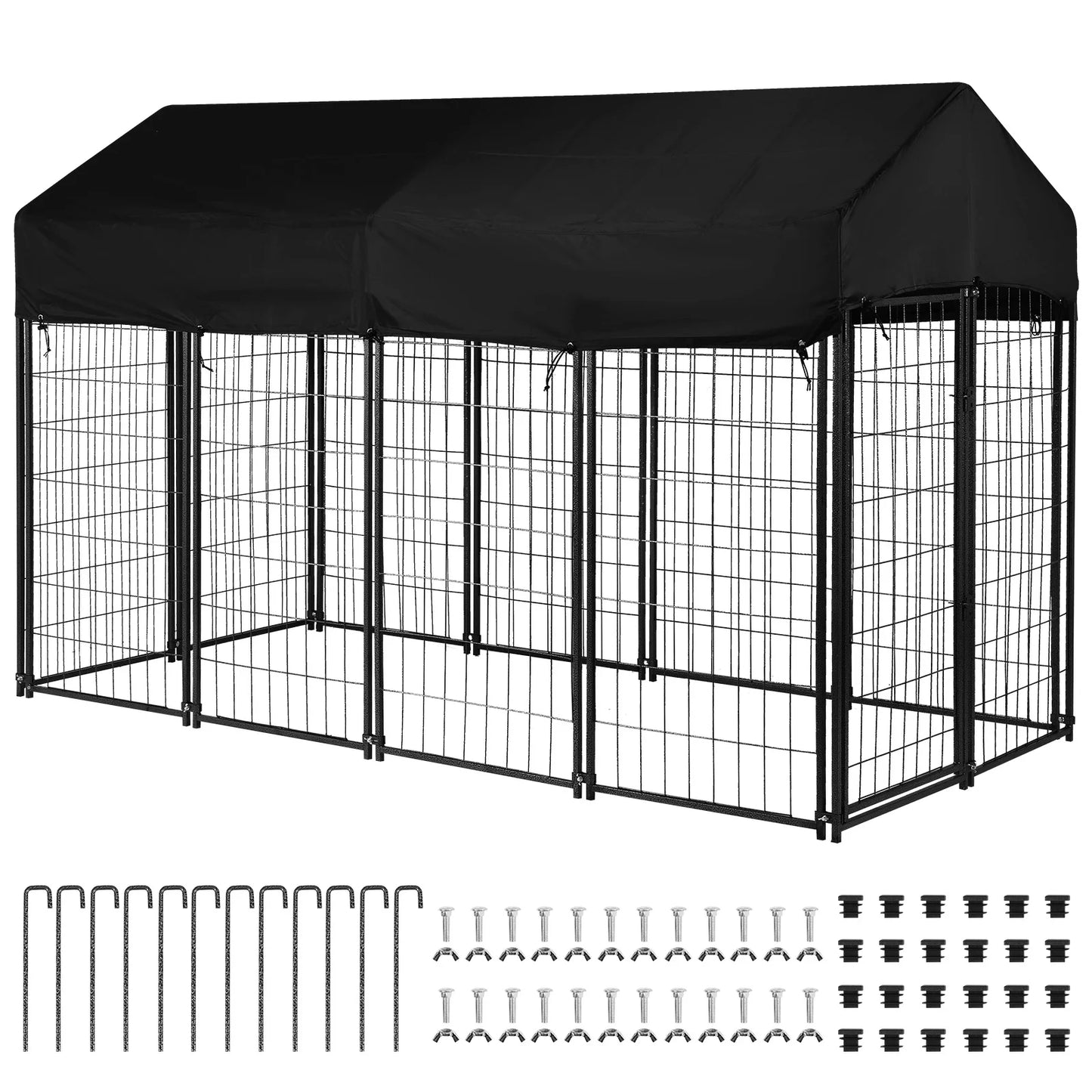 Outdoor Secure Wire Crate Kennel Waterproof Tarpaulin Heavy Duty Welded Wire Steel Dog Playpen Fence for Small/Medium Dogs