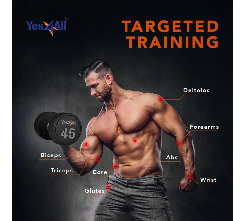 Urethane Dumbbell Anti-Slip Knurled Handle 5-50 LB Muscle Building Home Gym Fitness Equipment