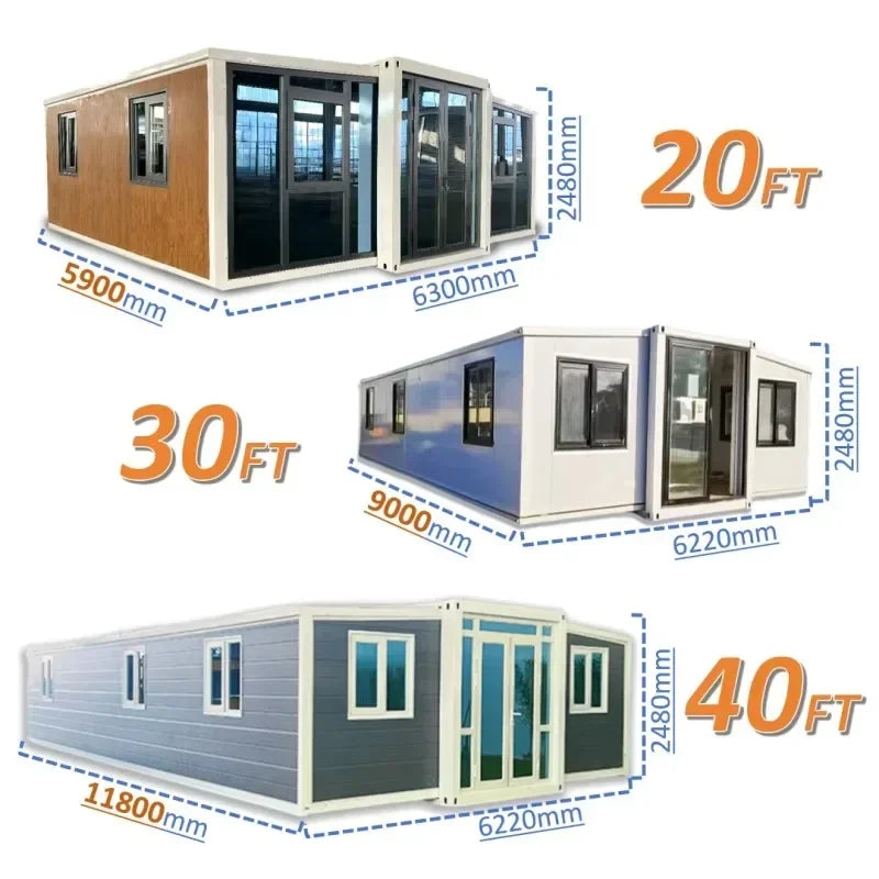 Prefab Tiny Home Expandable Container House 20ft 40ft Folding Room Prefabricated House Luxury 2 3 4 Bedrooms Garden Rooms